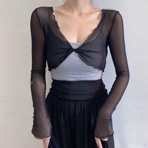 썸머 프릴 시스루 꼬임 크롭 가디건 여름 볼레로