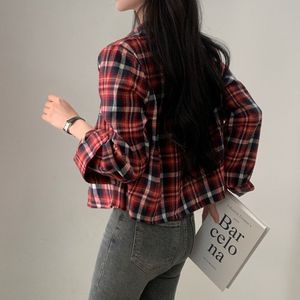 데일리 크롭  간절기 루즈핏 캐주얼 체크셔츠