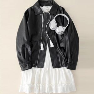 [오버핏 레더 블루종 자켓] 데일리 꾸안꾸 숏자켓 / 브라운·블랙